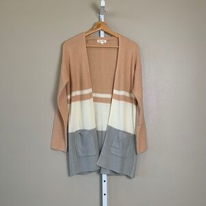 FSL Apparel Striped Open Cardigan Knit Sweater